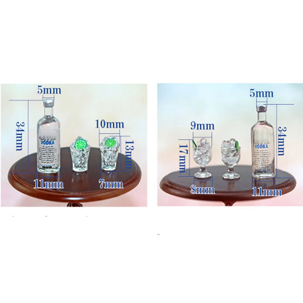 RC Car Accessories Decoration Mini Vodka Bottle Wine Glass Set for 1/10 Rock Crawler Axial SCX10 TAMIYA C01 RC4WD D90 TF2 TRX4