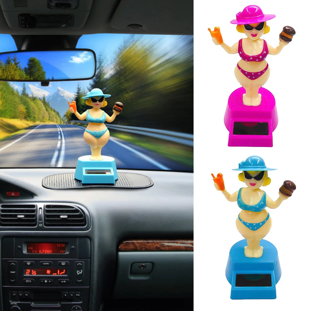 Funny Solar Powered Swimsuit Woman Shaking Pendulum Toy Car Decoration Solar Power Toy Hawaii Swinging Bikini Girl Car Ornament