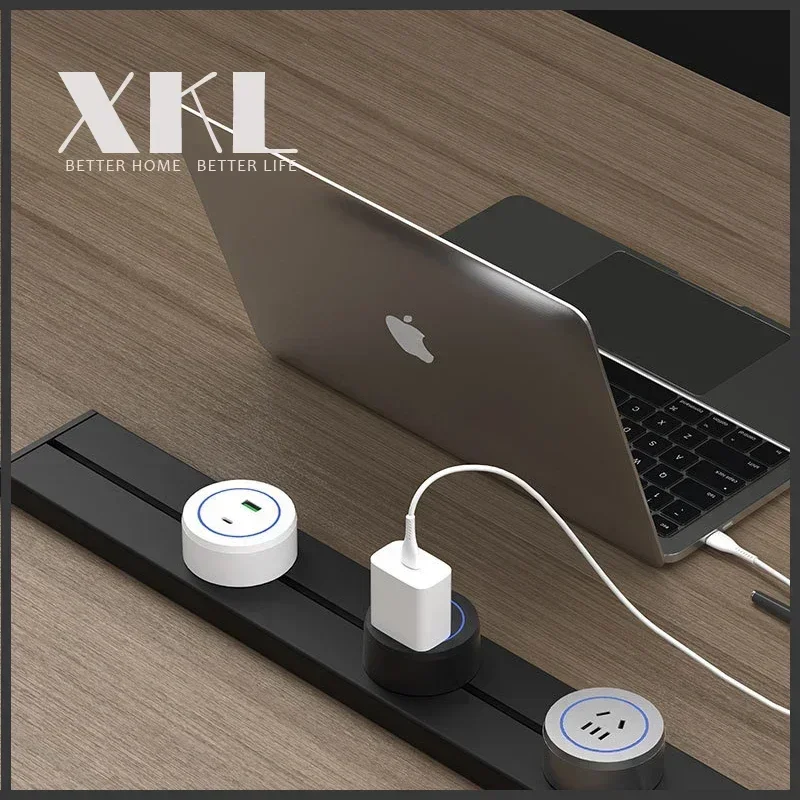 MODERN Black Track Socket Rail Wall Mounted Movable Sockets High End Home Appliance Power 8000W EU US UK Standard USB C Ports