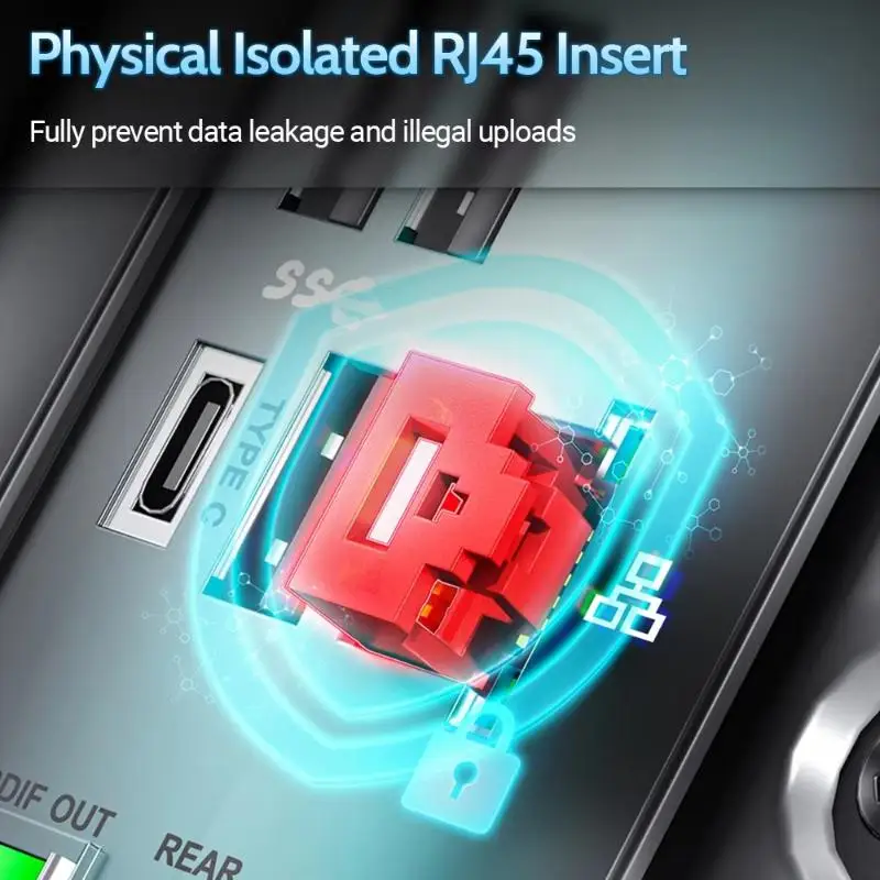 RJ45 Port Lock With 1Key Ethernet Hub Port RJ45 Female Anti Dust Cover Cap Protector Compatible With Computer Router