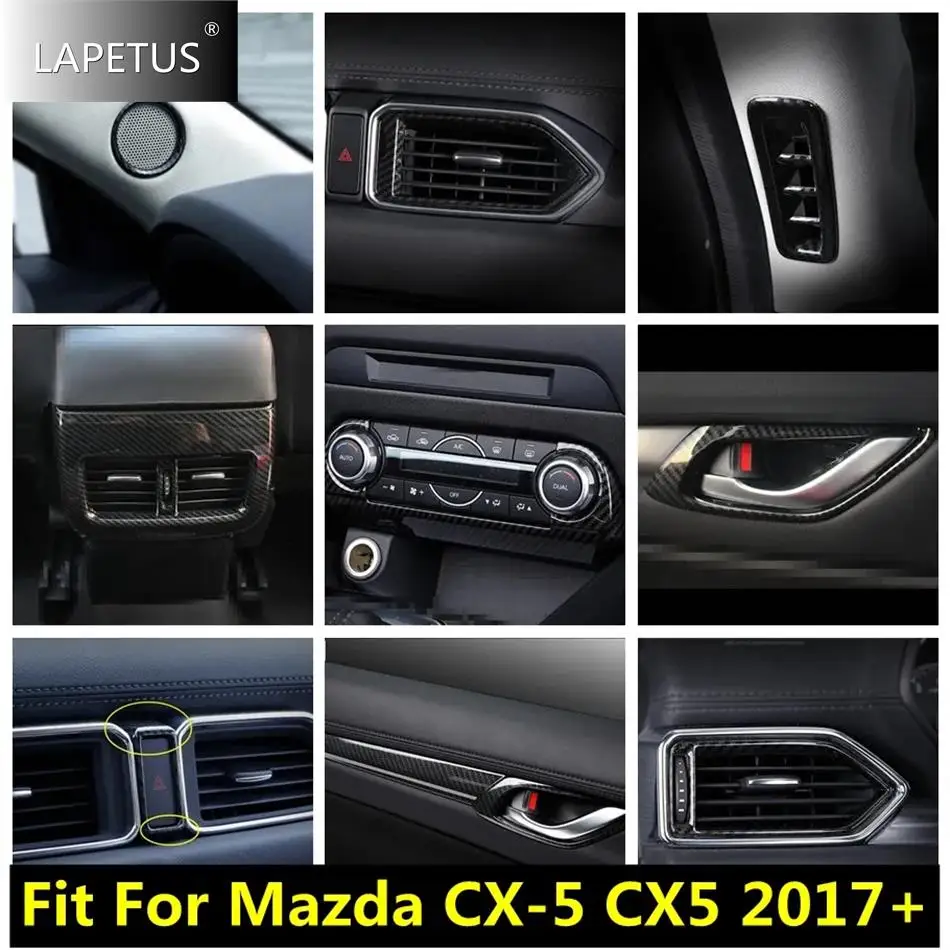 

Pillar A Air Outlet / Center Control Strips / Handle Bowl Cover Trim For Mazda CX-5 CX5 2017 - 2023 Car Accessories Carbon Fiber