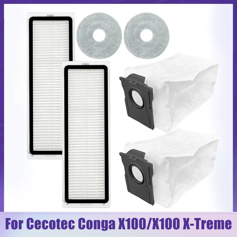 Large Capacity Dust Bag HEPA Filters Mop Cloth Pads Vacuum Cleaner Spare Part For Cecotec Conga X100/X100 X-Treme Robot Vacuum