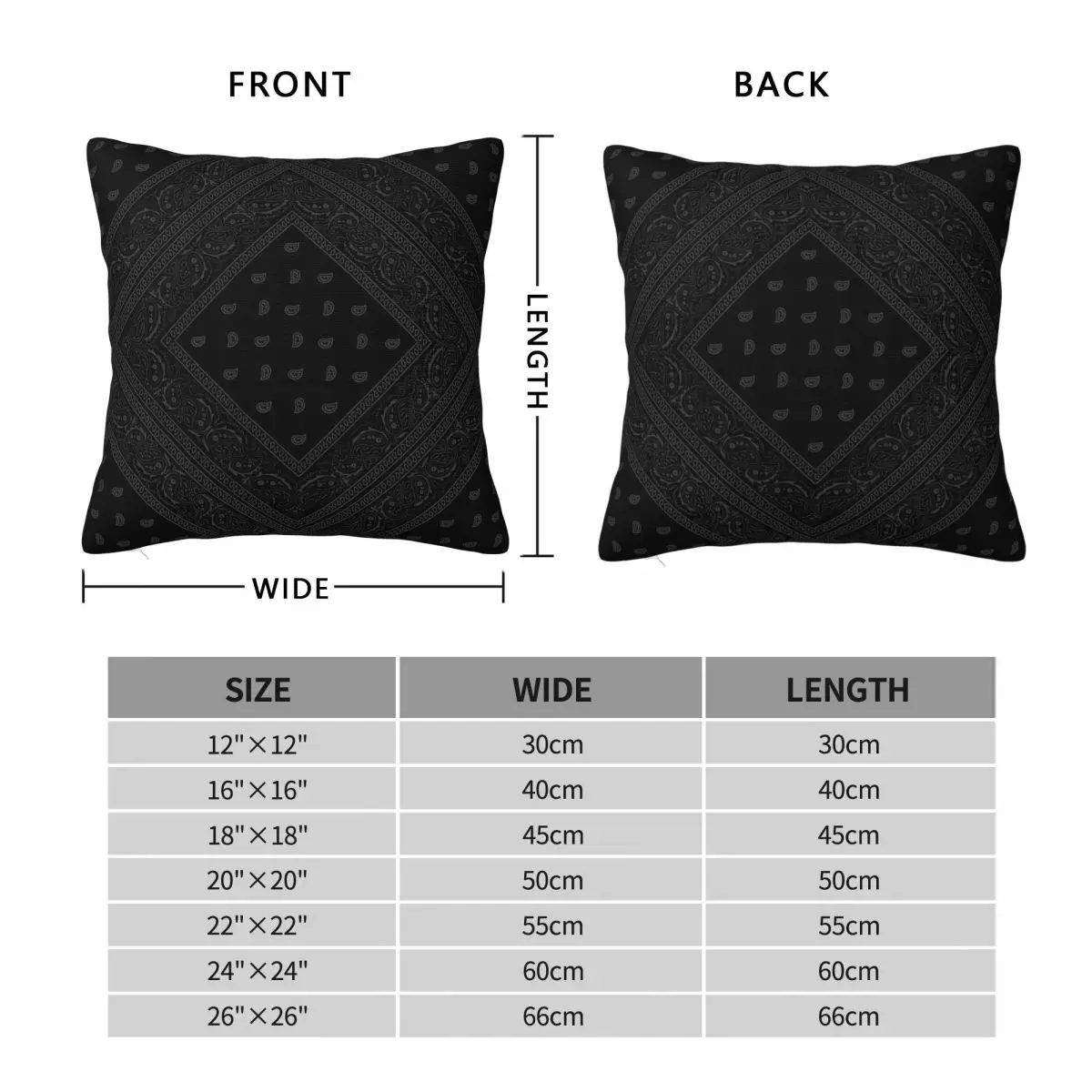 Bandana Black Gray White Square Pillowcase Polyester Linen Velvet Creative Zip Decorative Pillow Case Sofa Cushion Cover