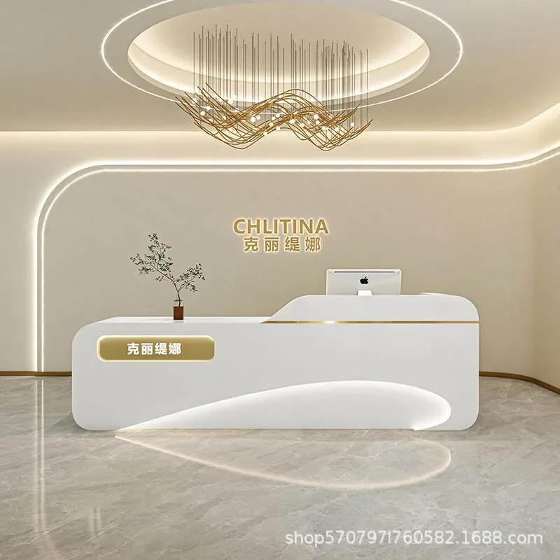 Light Luxury Simple Reception Desk for Beauty Salon Clothing Store Bar Training Institution Company Front Desk Barber Shop