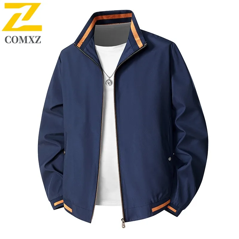 

COMXZ Мужская куртка с воротником-стойкой, ветрозащитное мотоциклетное пальто для отдыха, повседневная одежда, уютная осенняя новая одежда