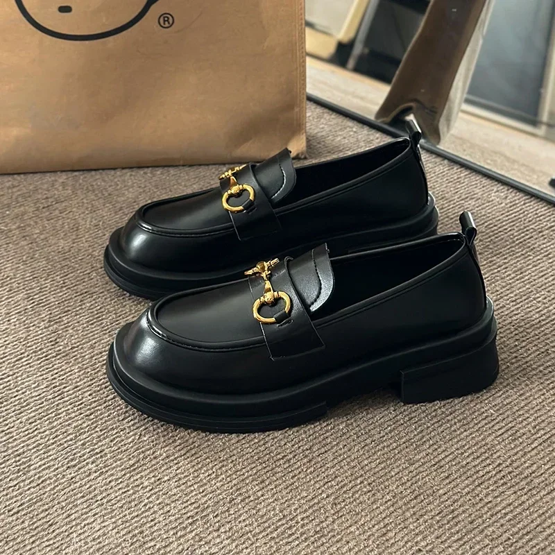 New Women's Flat Shoes Leather Casual Sneakers  Women's Lightweight Thick Base Low Heel Pumps Women's Shoes