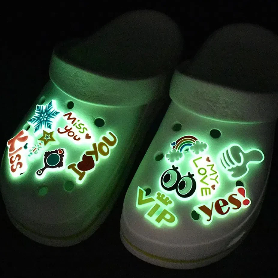 Glowing Shoes Charms Animal Dog 1pcs PVC Shoe Decoration Luminous Shoe Buckle Rainbow Avocado Unicorn for Kids Girls Boys Gift