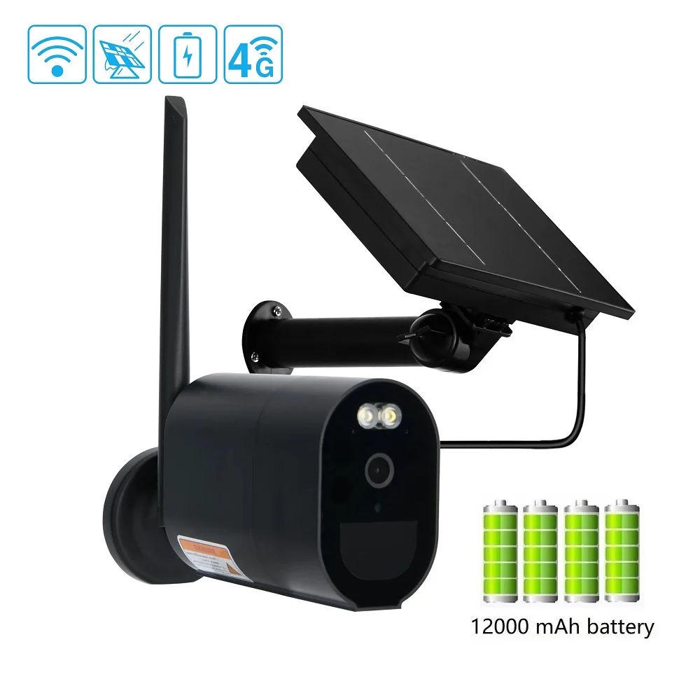 4G SIM كاميرا تعمل بالطاقة الشمسية واي فاي أمن الوطن في الهواء الطلق 1080P HD PIR كشف اللون للرؤية الليلية مراقبة لوحة طاقة شمسية بطارية الكاميرا #2