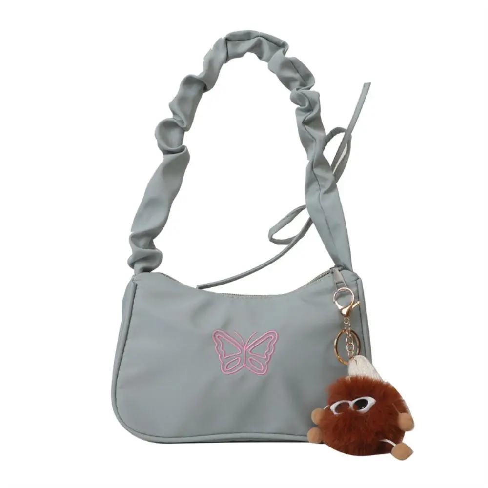 

Embroidery Bowknot Butterfly Shoulder Bag Ruffle Handle Y2k Style Ins Half-moon Underarm Bag Coin Purse Wallet Phone Bag
