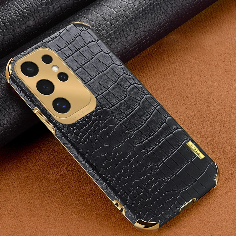 For Samsung  Galaxy S24 5G Crocodile Leather Plating Silicone Cover For Samsung  Galaxy S24 S23 S22 Plus Ultra Case