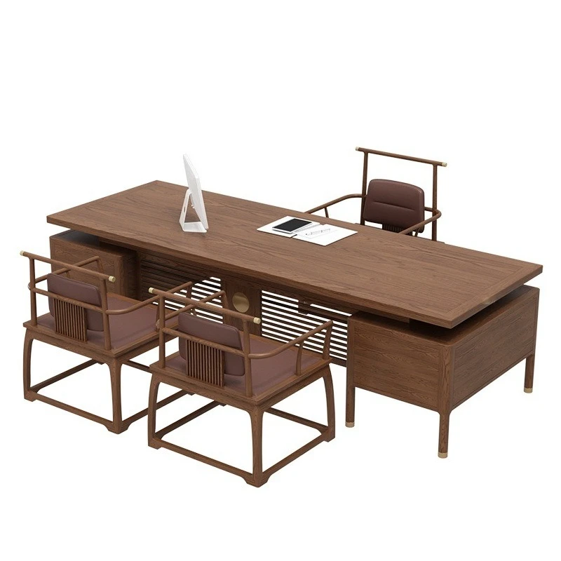 

Solid wood desk and chair combination modern simple desk manager boss table