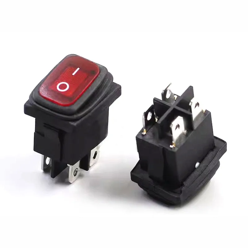 KCD1 Boat type switch waterproof and dustproof 4 pin 2 gear 15*21mm warping plate with/without light 6A250V