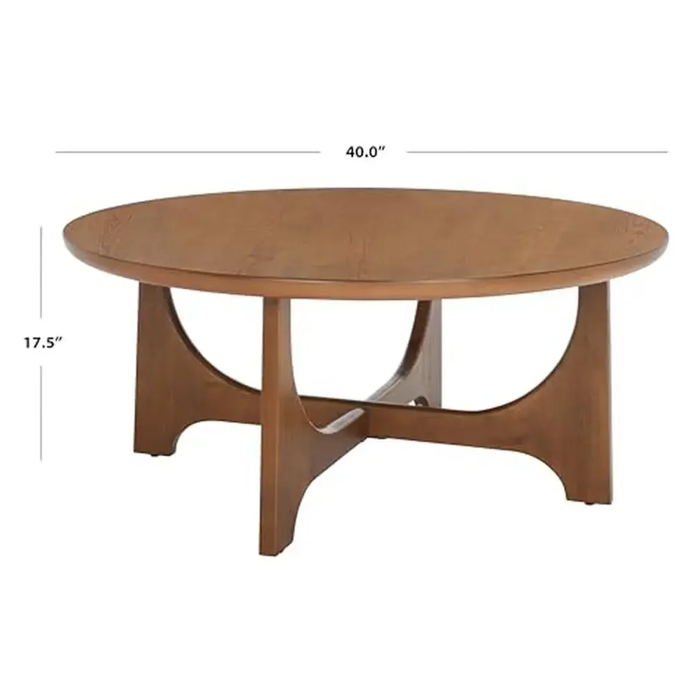 Modern Round Coffee Table Maple Wood Medium Oak Couture Chic Design Sturdy Construction Trusted Brand