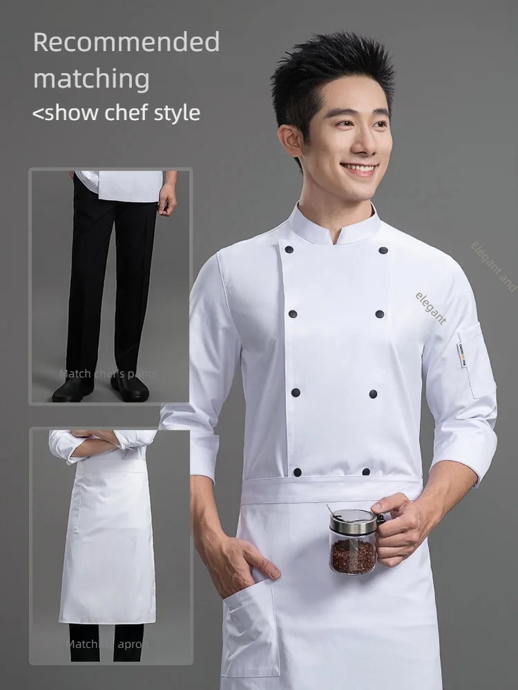 Abrigo de Chef para hombre, delantal de manga larga, traje de cocina personalizable de alta calidad para restaurante, Hotel, chimenea, ropa de otoño