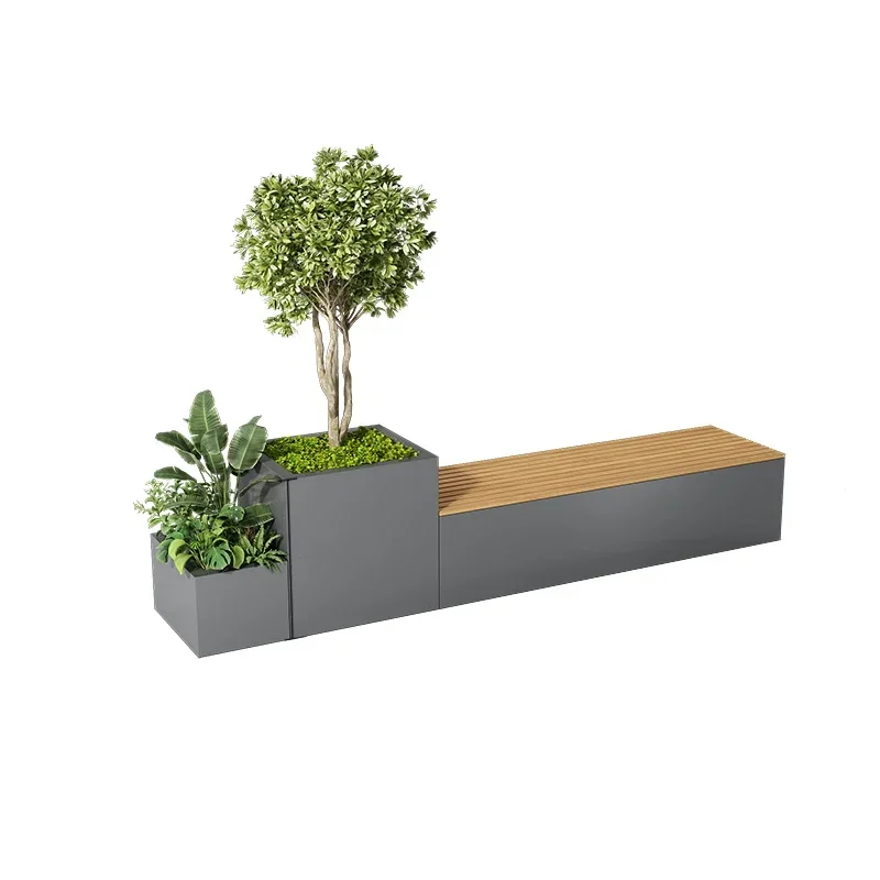 Outdoor flower box combination  pool road greening leisure seat partition   pot seat rectangular  bed planting