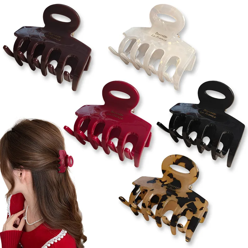 

Korean Style Gold Label Retro Square Shark Clip France Gold Hair Claw for Women Back Head Hair Clip