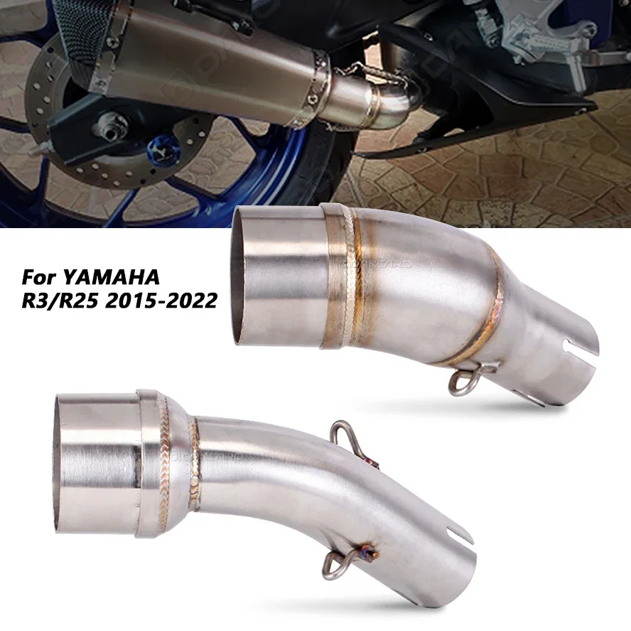 Para yamaha YZF-R3 r25 MT-03 2015-2022 2021 tubo de escape ligação intermediária deslizamento no tubo de escape sistema silenciador acessórios da motocicleta