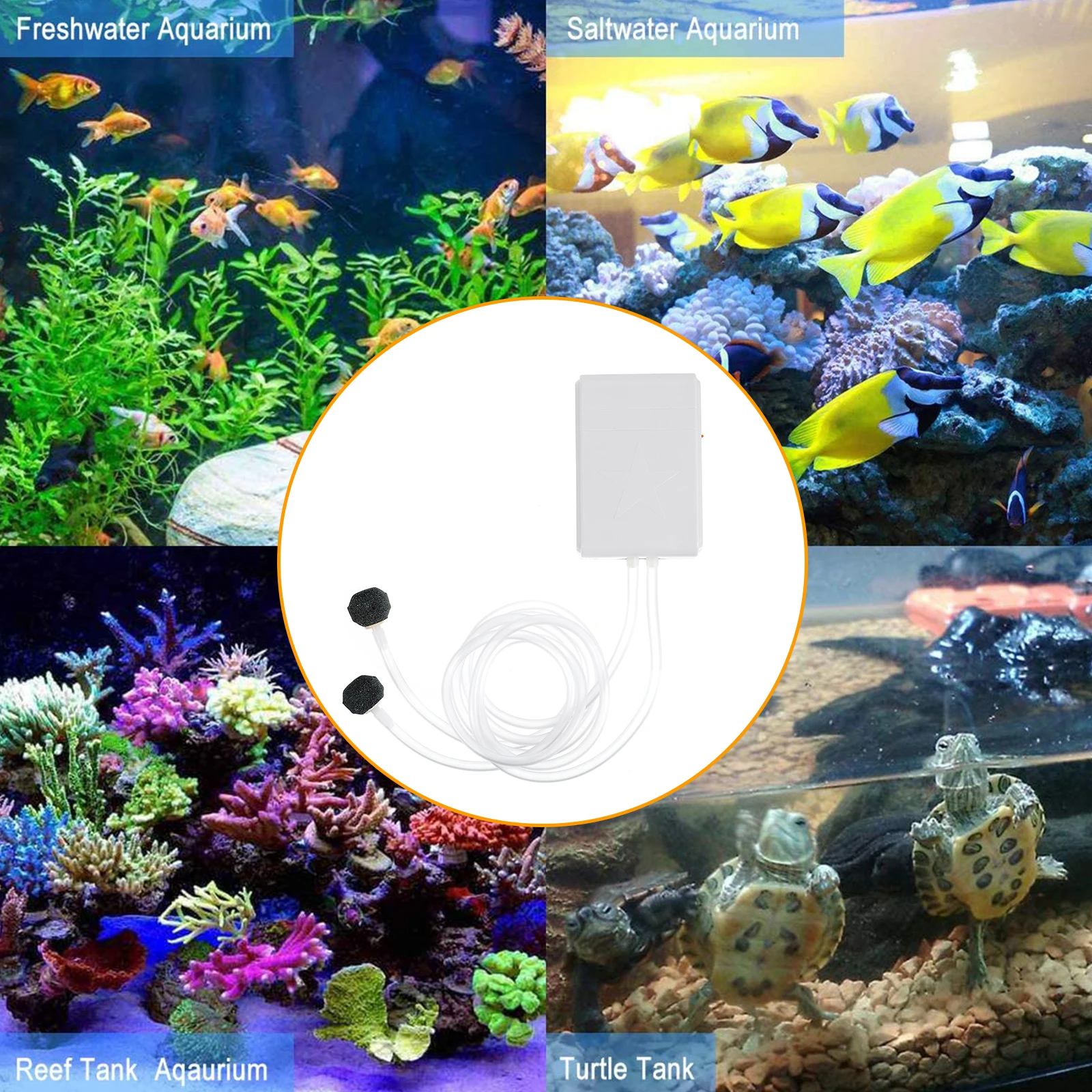

Double Hole Oxygen Pump Portable USB Charging for Fish Tank Home Aquarium Pet Supplies Low Noise Aerator Pumps Dual Outlets ABS