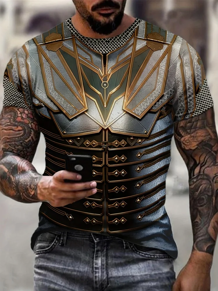 

Мужская футболка с 3D принтом Street Knight Gold Ninja Armor, нейтральная повседневная футболка в стиле Харадзюку с круглым вырезом и короткими рукавами, забавная мужская одежда
