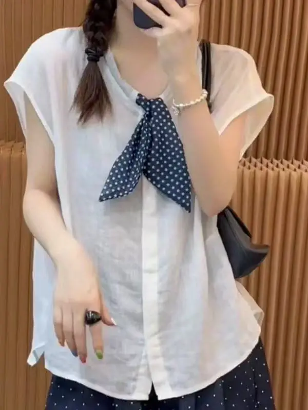 

Faionable round Ne Svel Sa irt Women's Slimming Versatile Anti-aging Summer New Arrival Women's Trendy Top