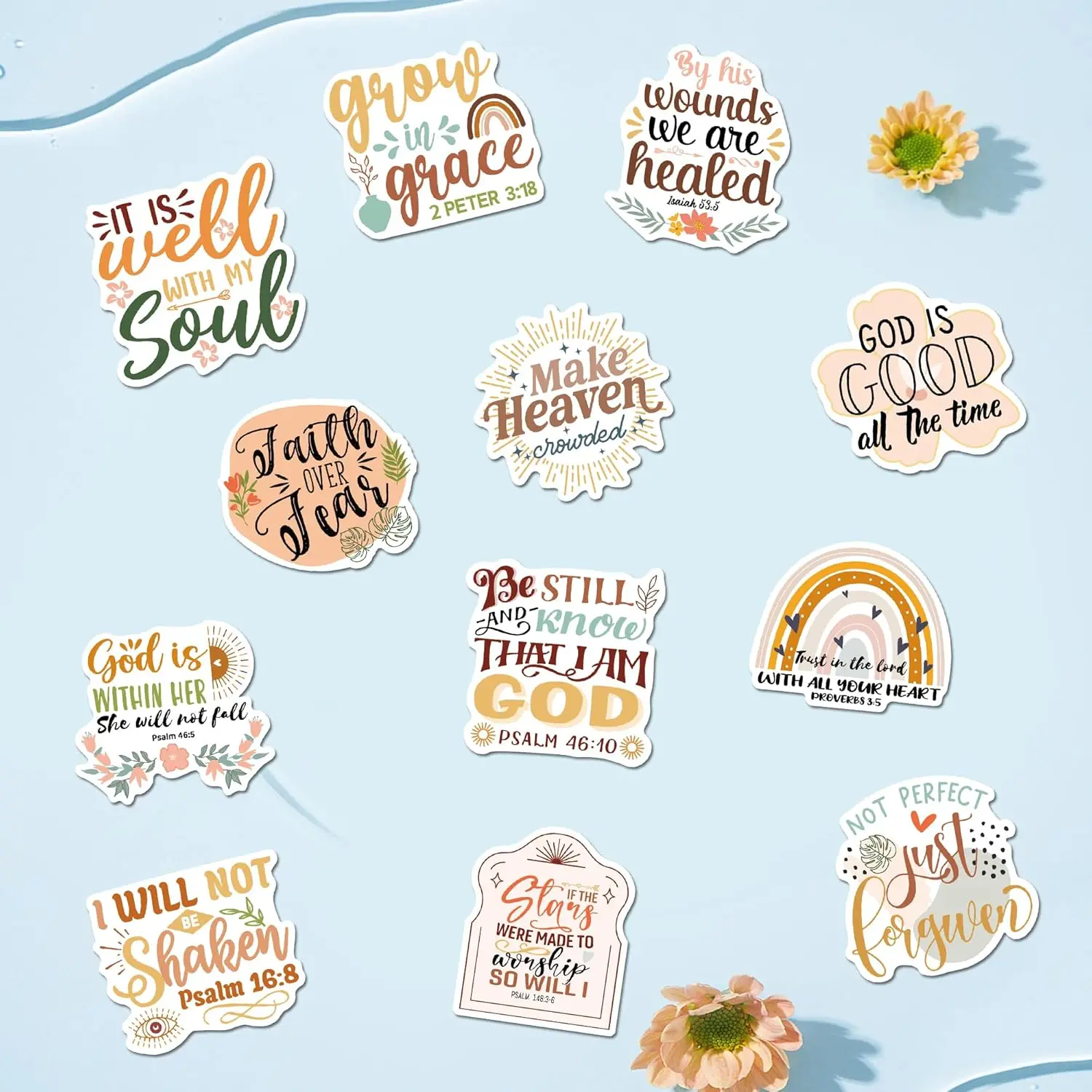 12Pcs Christian Bible Verse Fridge Magnet Stickers, 12Pcs Boho Faith Based Locker Magnets, Inspirational Magnetic Stickers Decor