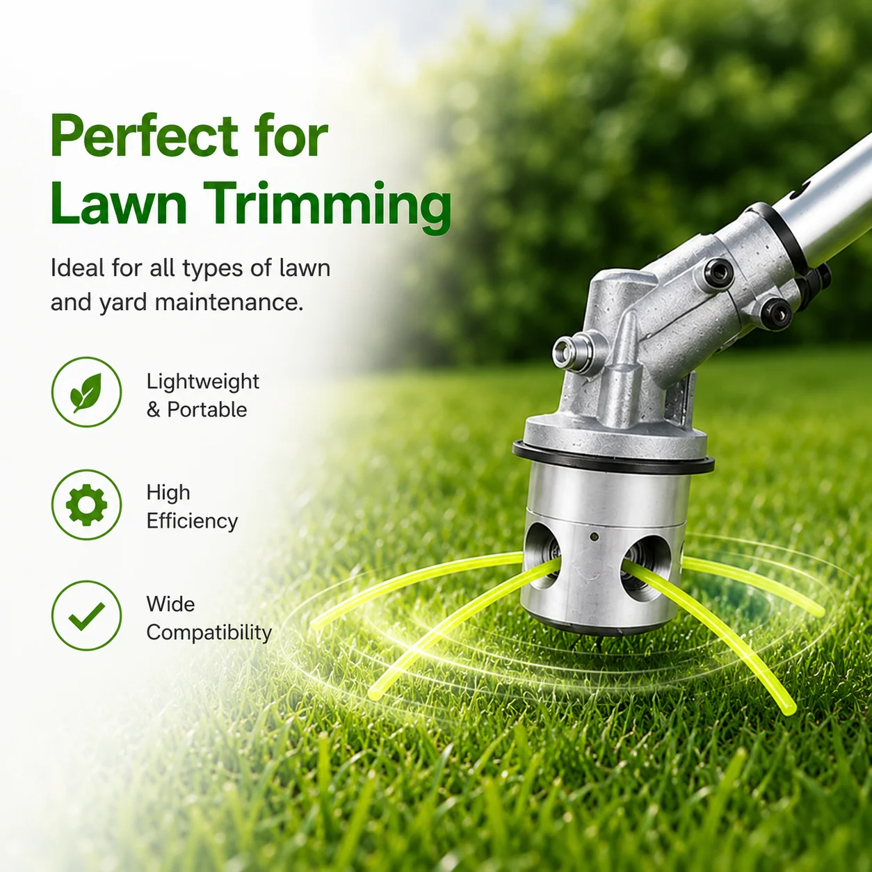 Universal Aluminum Alloy Trimmer Head, Cylindrical Grass Cutter Head with Steel Wire Ropes, Lawn Mower Garden Tool