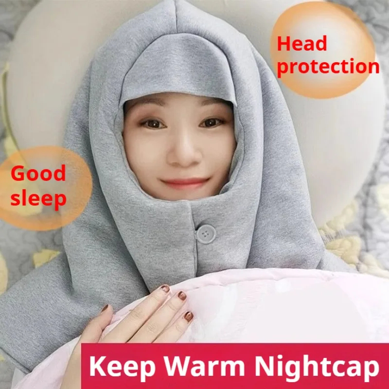 

Sleeping Hats Men Women Cotton Heads Keep Warm Sleep Confinement Nightcap Headgear Sound Insulation Elderly Hood Cap Beanies