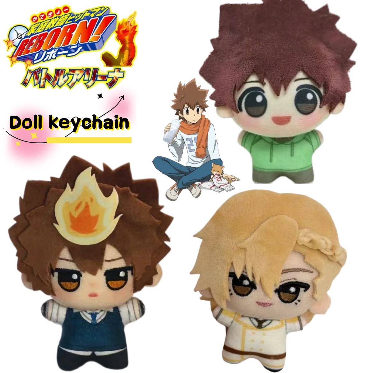 New HITMAN REBORN! Gokudera Hayato Tsuna Sawada Doll Keychain High Color Value Doll Shape Creative School Bag Car Pendant Gift