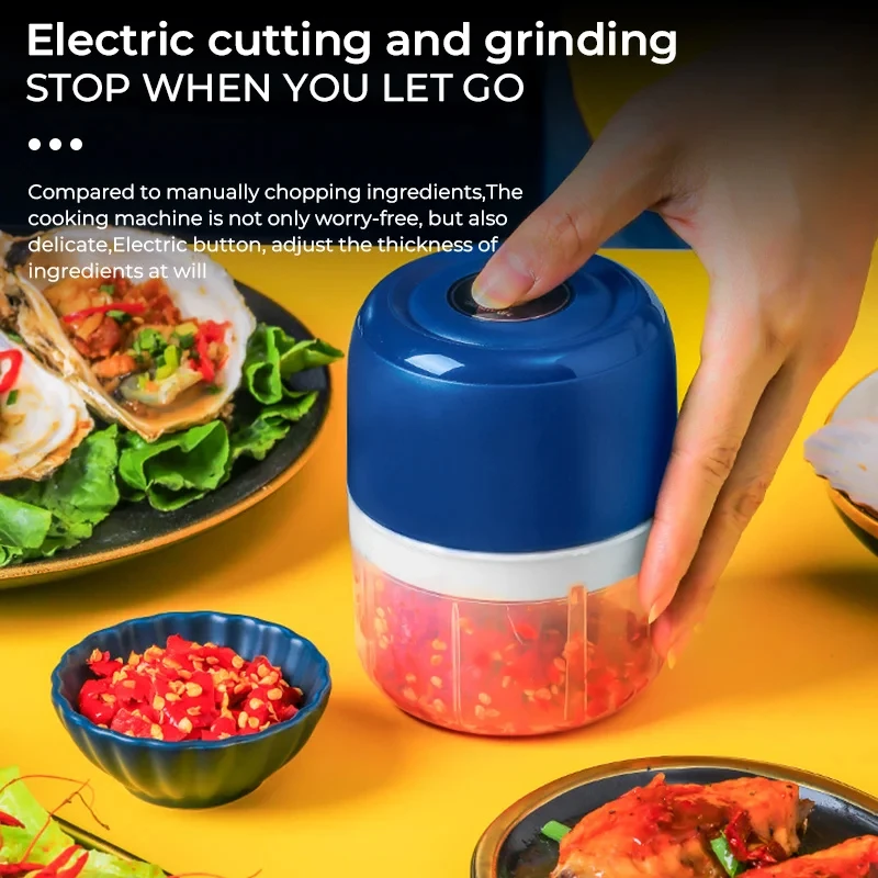 Electric garlic grinder, garlic puree machine, portable rechargeable meat grinder, vegetable onion mixer, 260ML kitchen tool gri