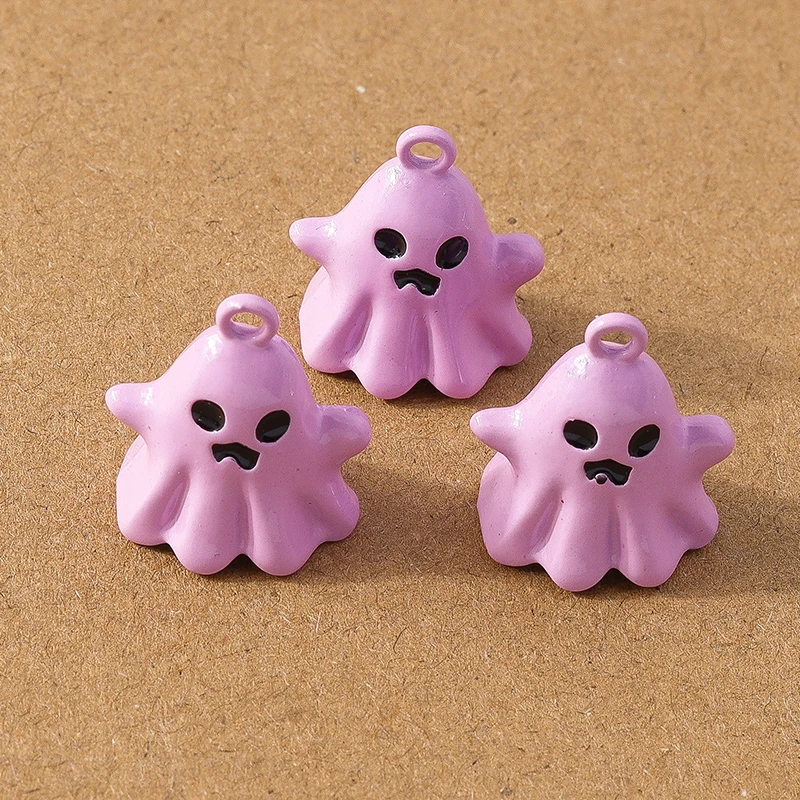 10pcs 20*17mm Cute Enamel Halloween Ghost Pendant Charm for Jewelry Making Earrings Necklace DIY Bracelet Accessories Supplies
