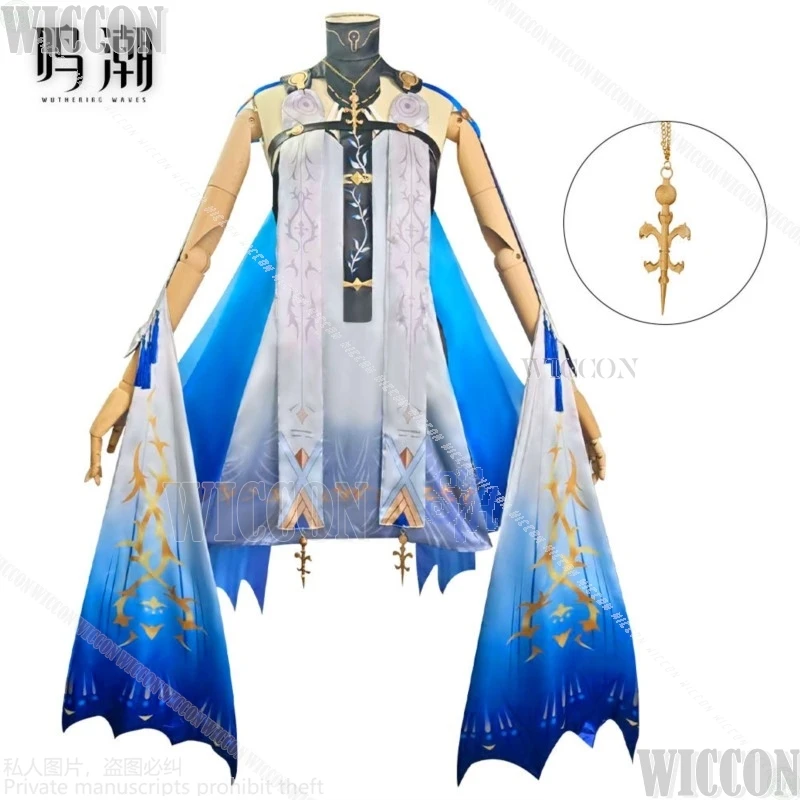 Little Cartethyia Game Wuthering Waves Cosplay 코스프레 카르티시아 Clothes Goddess Blue Gradient Sexy Dress Lolita Halloween Comic Con