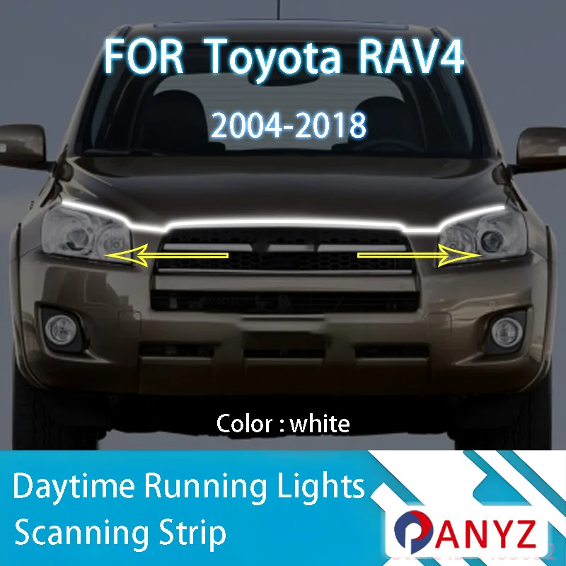 

ДЛЯ Toyota RAV4 2004-2018 Новое обновление светодиодных дневных ходовых огней сканирования капота автомобиля DRL направляющая декоративная лампа окружающего света 12 В
