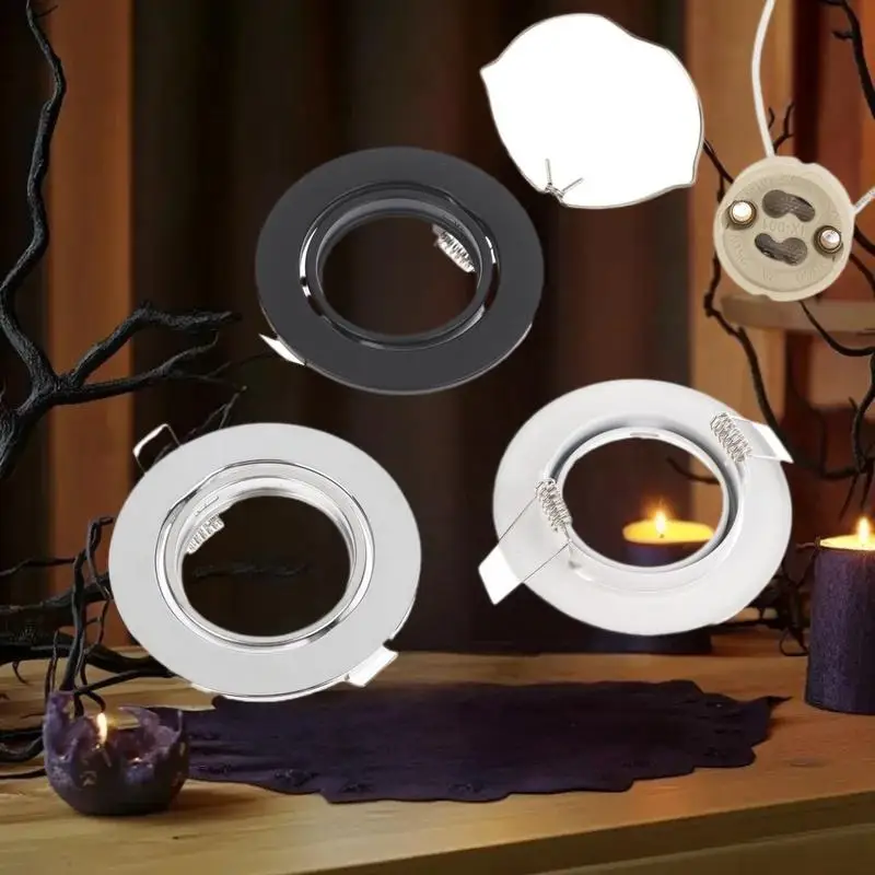 1 Set Round Fixture Downlight Led Holders Cutout For Bulb Holder Recessed LED Spot Light MR16 GU10 LED Downlights Frame