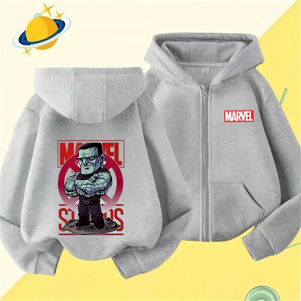 Marvel Animation Children's Sports Brand Hoodie Boys and Girls Fashion Outdoor Zipper Shirt Spring and Autumn Warm Printed Top