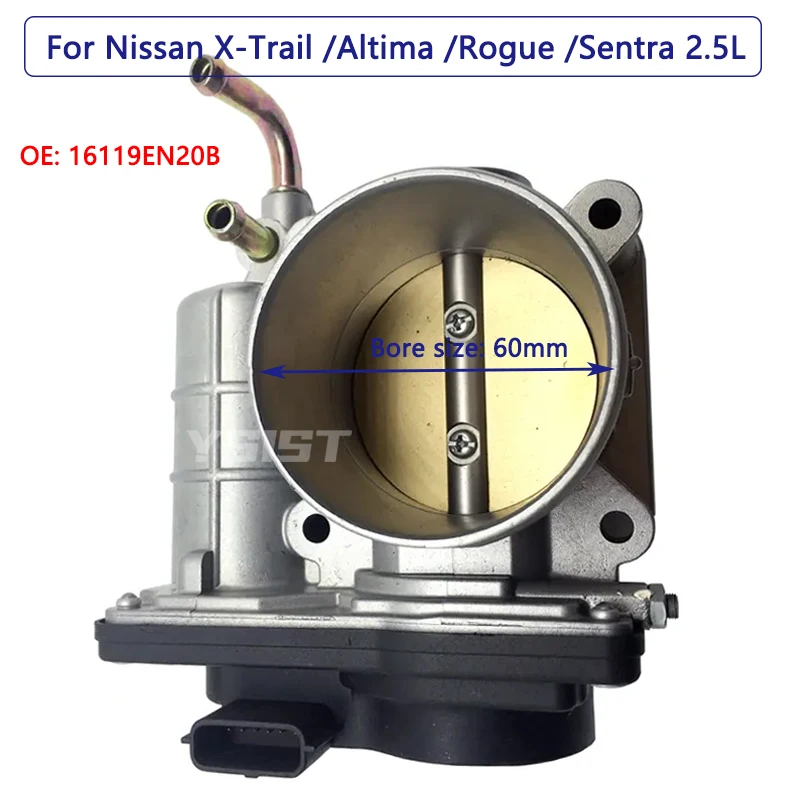 60mm Throttle Body for Nissan X-TRAIL Qashqai Altima Rogue Sentra 2.5L Body Acceleration 16119EN20A 16119EN20B 16119EN20C