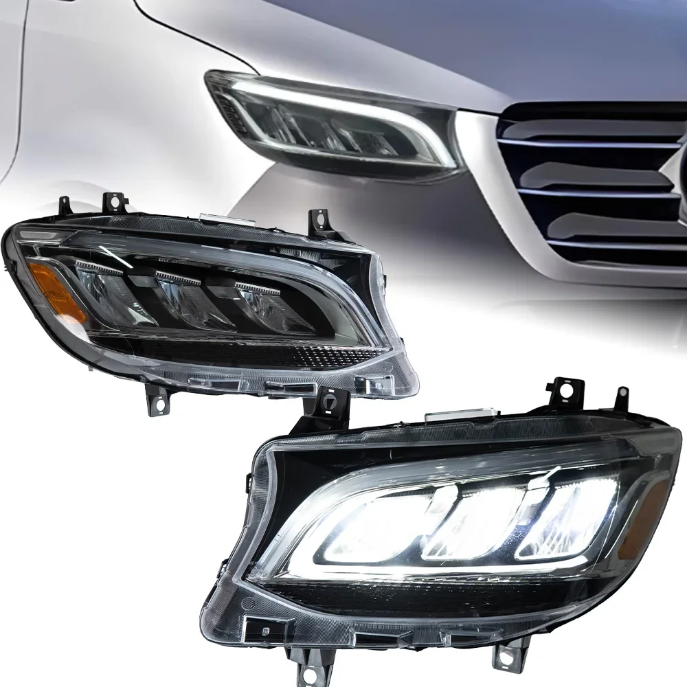 

KQX Car Lights for Benz Sprinter Headlight Projector Lens Maybach Style Head Lamp DRL Automotive Accessories
