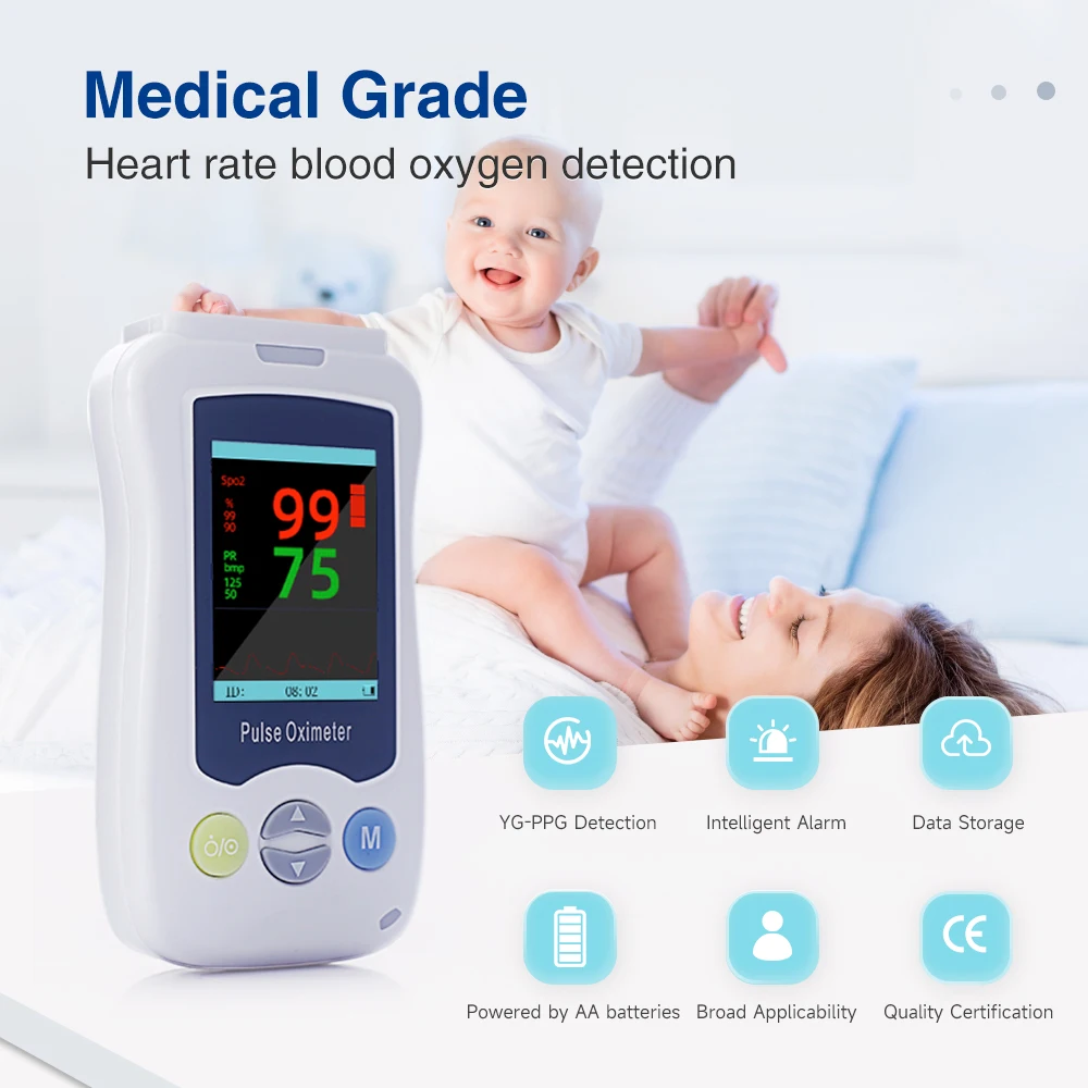 Yongrow Medical Handheld Pulse Oximeter Adult Neonatal Pediatric Handheld Pulse Oximeter Vital Heart Rate Monitor With Memory