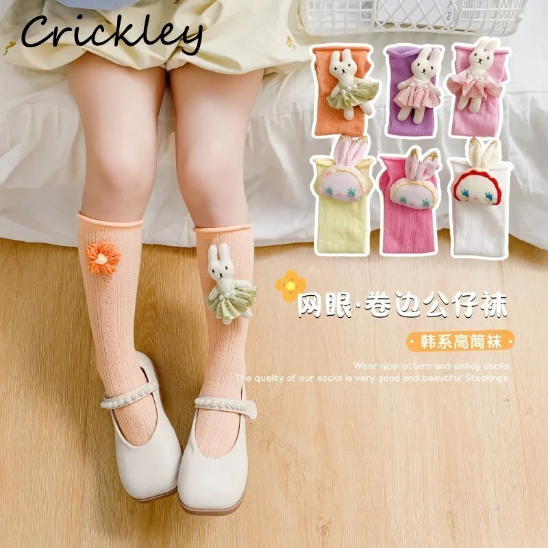 

Summer Cartoon Doll Girls Socks Cute Rabbit Solid Kids Princess Socks Mesh Breathable Soft Toddler Children Socks