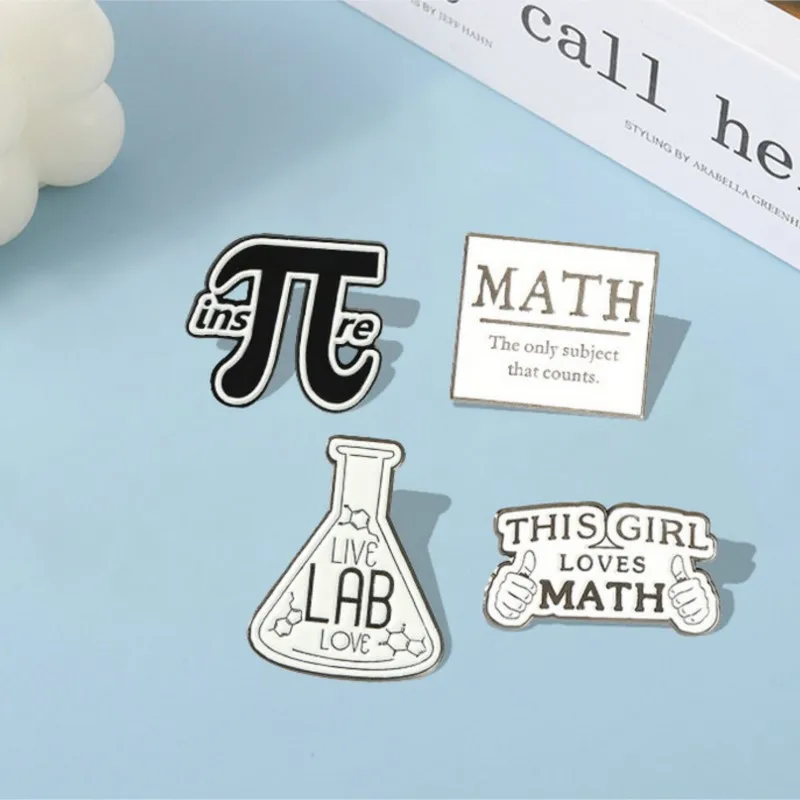 Pins Custom π Inspire Lab Educational Brooch Lapel Badge Bag Cartoon Jewelry Gift for Kid Friend Love Math Enamel