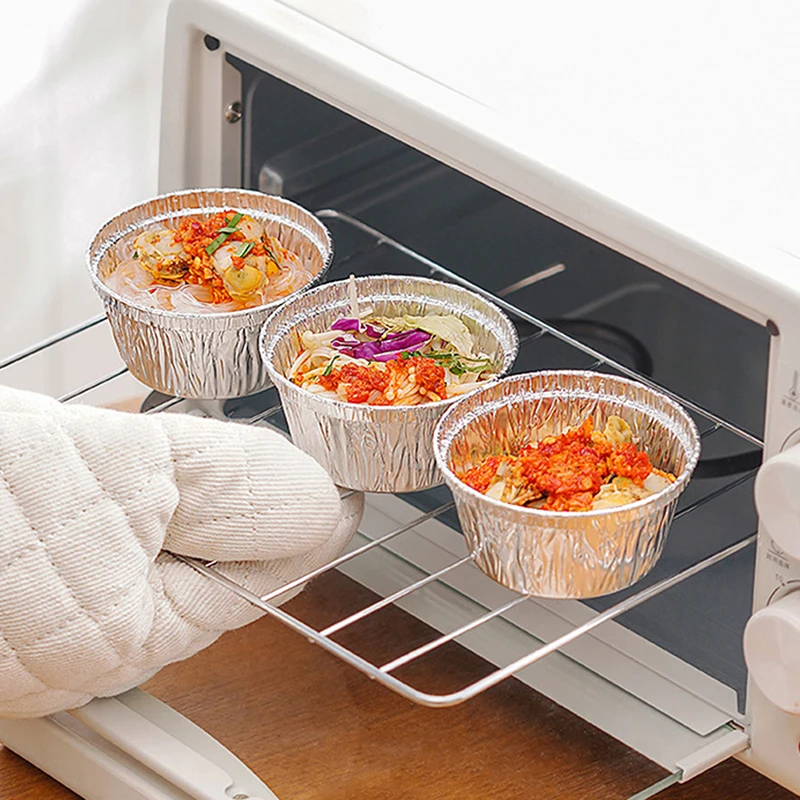 20Pcs Air Fryer Aluminum Foil Cake Cups Microwave Foil Tin Steamer Mats Aluminum Foil BBQ Food Tray Container Baking Molds