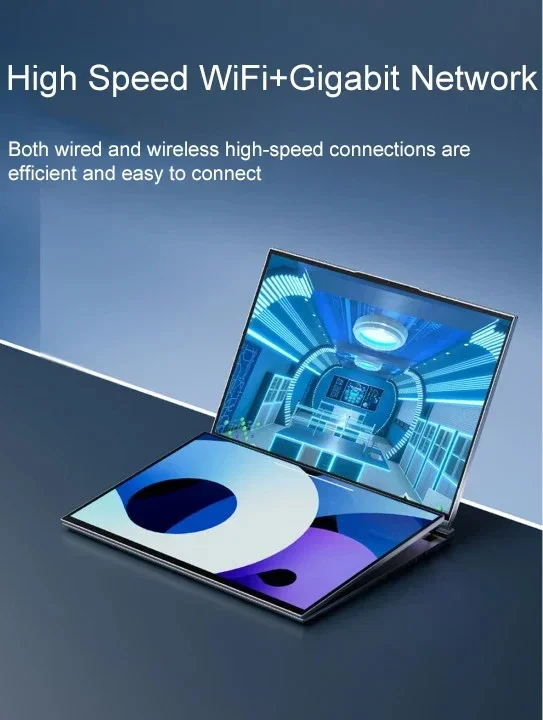Laptop de tela dupla de 16 + 16 polegadas Intel i7-1360P Windows 11 2 * DDR4 MAX 64GB M.2 2280 2TB SSD WIFI