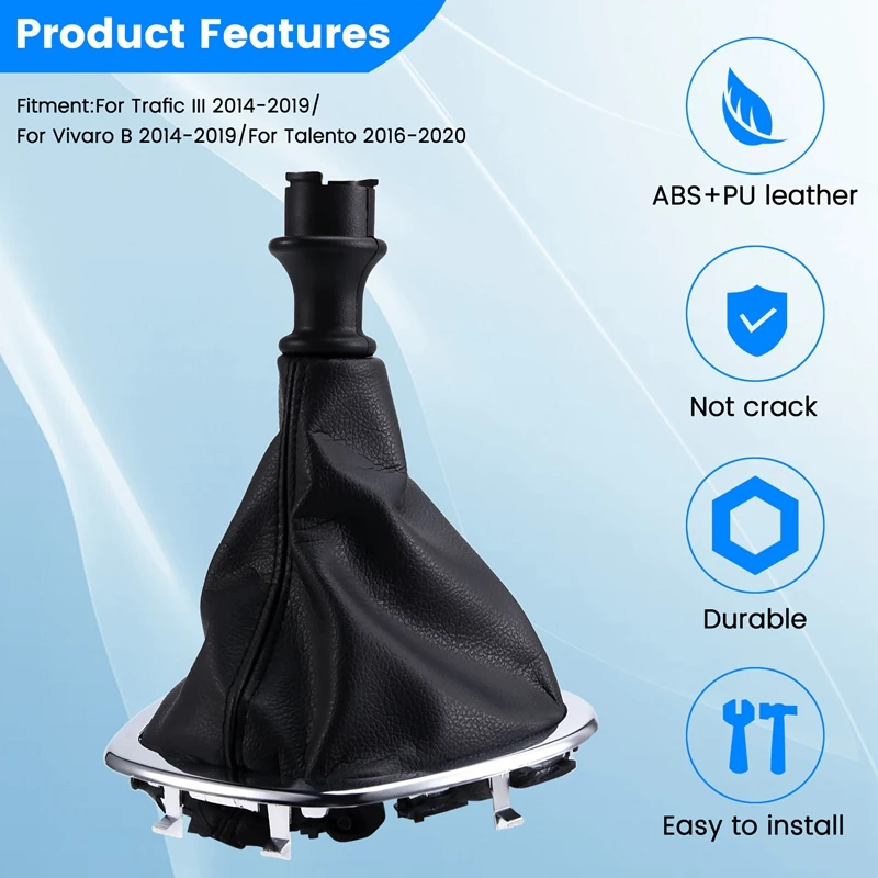 Car Shift Knob Dustproof Boot Gear Lever PU Leather Protective Cover For Renault Trafic III Opel Vivaro Fiat Talento