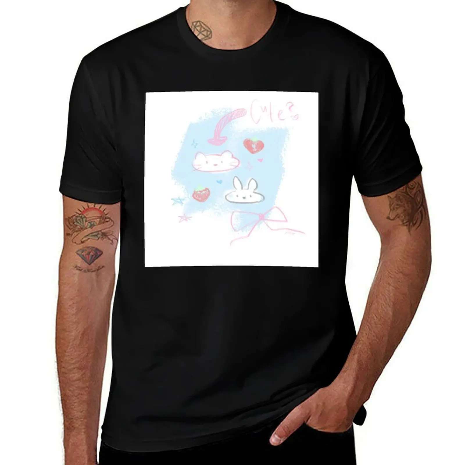

Bunny and Kitty design (blue ver 2) T-Shirt Blouse blanks customs men t shirt