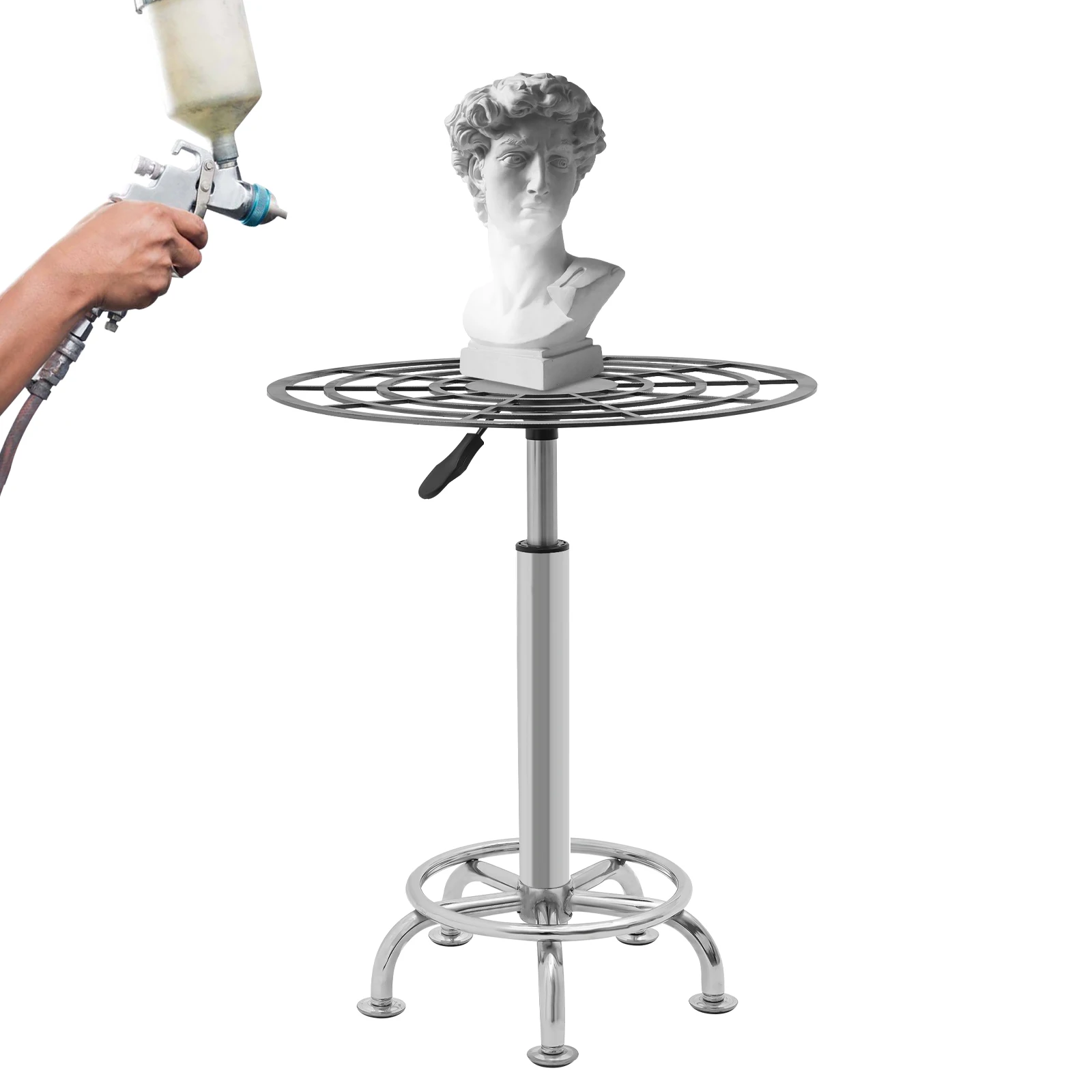 

Spray Paint Rack 360° Rotating 23.6-31.5in Adjustable Height 176lbs Load Stainless Steel Lifting Painting Table
