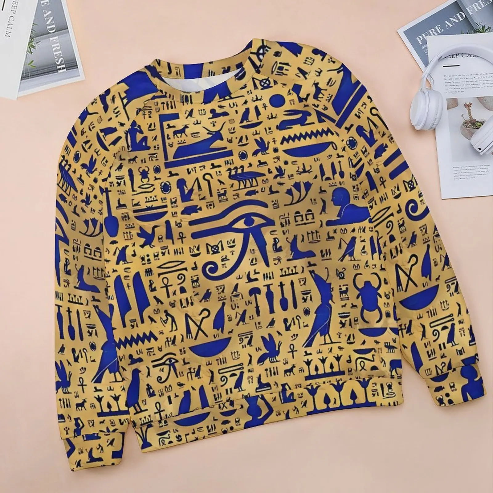 Ancient Egyptian Art Hoodies Woman Long Sleeve Lapis Lazuli and Gold Fun Casual Hoodie Hot Classic Oversized Graphic Sweatshirts