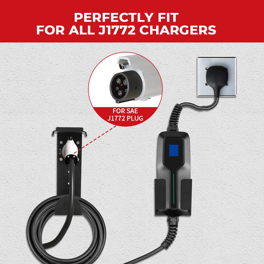 For Sae J1772 Connector EV Charger Holders Wall-Mount Electric Vehicle Car Charging Adapter Cable Holster Charging Box Holder