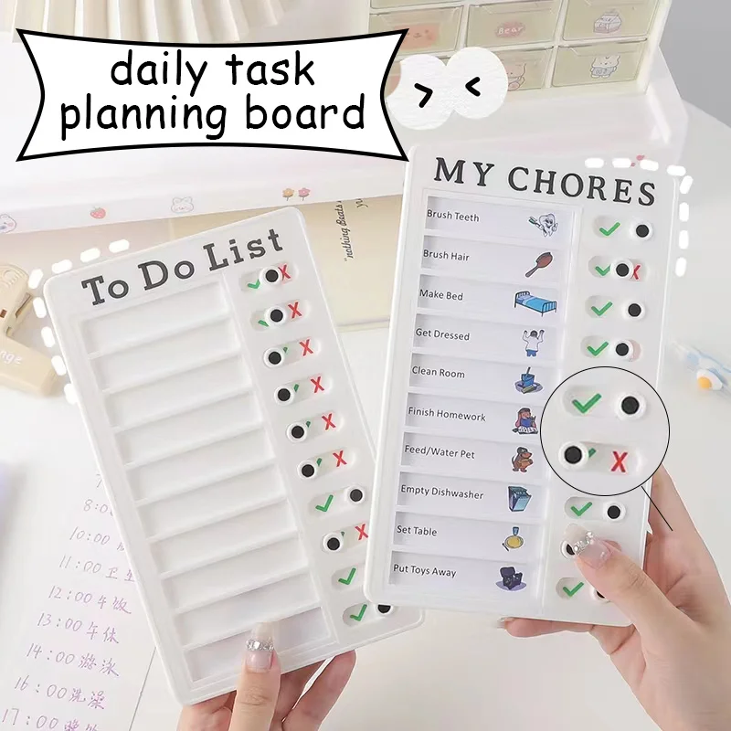 Daily Task Planning Board Daily Planner Plastic Memo Checklist Detachable Reusable Portable Memo Checklist for Child Students