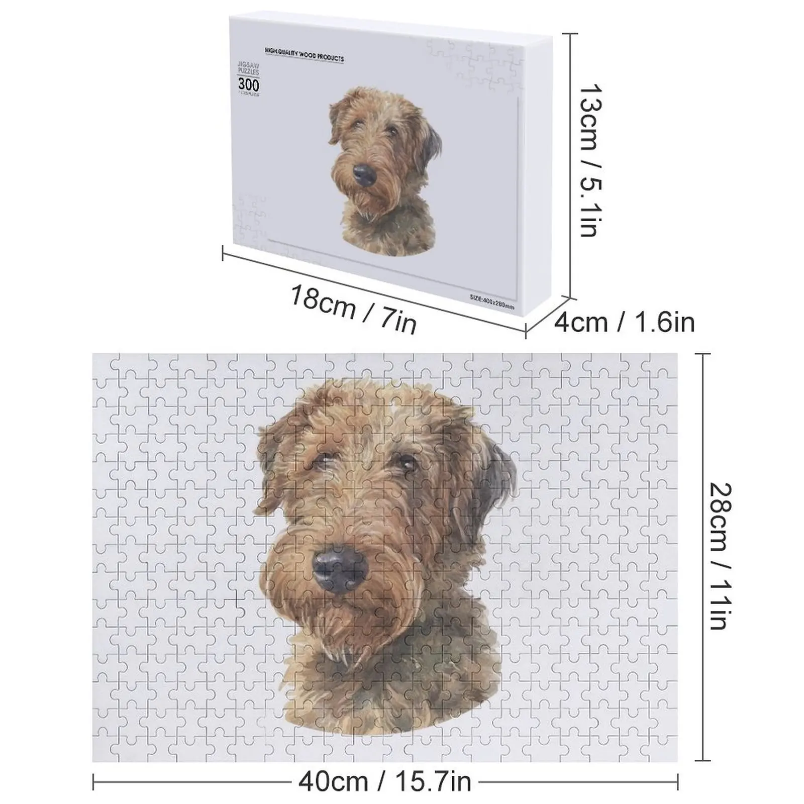 Welsh Terrier المائية الفن بازل قطع مقياس المحركات مع لغز الصور