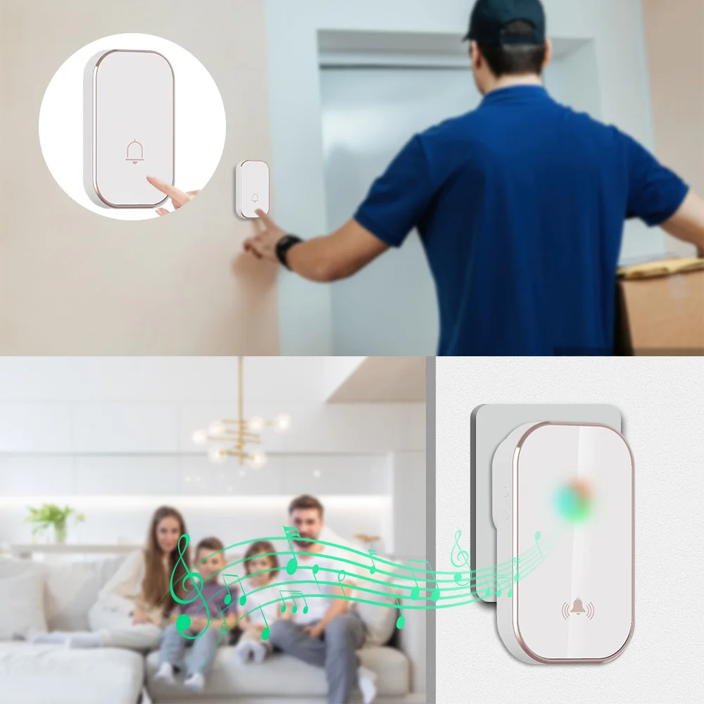 ONMYST Intelligent Wireless Doorbell Set Home Welcome Doorbell 300M Remote 7 Flash LED Light, 38 Ringtones smart DoorBell Chime