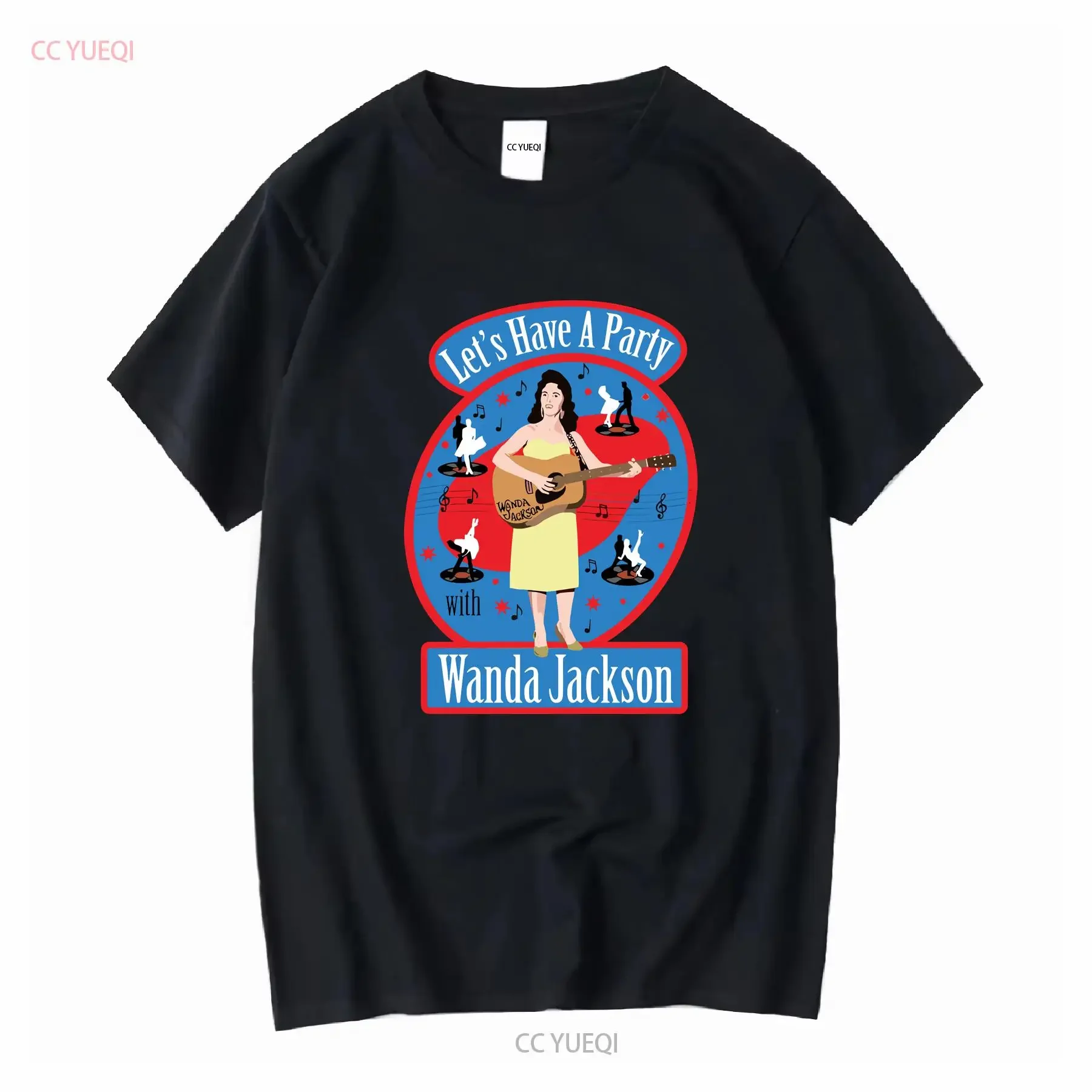 تي شيرت Wanda Jackson Let's Have a Party تي شيرت Jarod Art بأكمام طويلة أو قصيرة عتيقة مغسولة وناعمة للارتداء اليومي